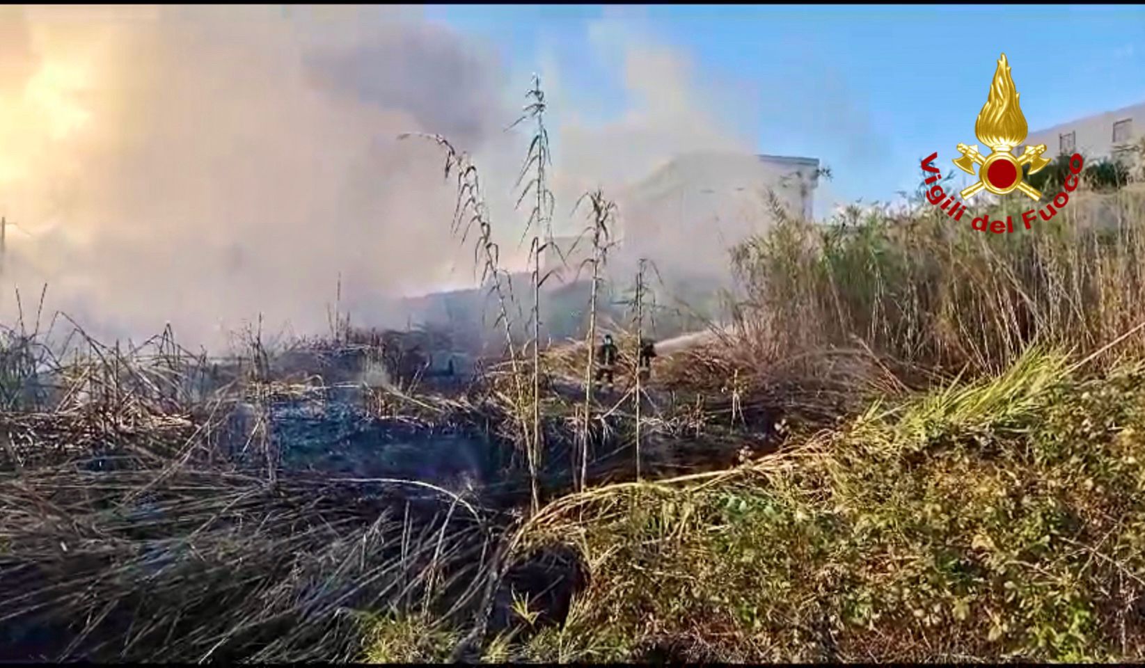 CATANIA. VASTO INCENDIO NEI PRESSI DEL CIMITERO: COLONNA DI FUMO VISIBILE DA LONTANO, VIGILI DEL FUOCO ED ELICOTTERO IN AZIONE