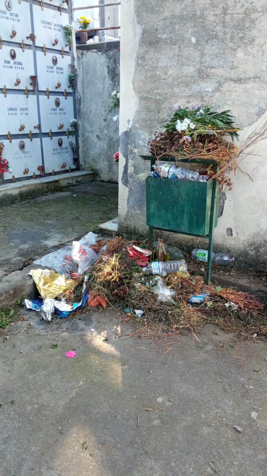 PATERNO'. IMMAGINI DI DEGRADO AL CIMITERO DI PATERNÒ: I LETTORI DENUNCIANO LA MANCANZA DI MANUTENZIONE