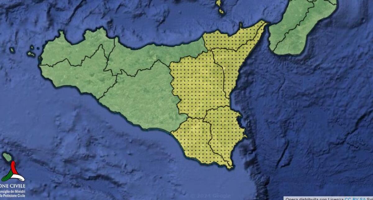 PROTEZIONE CIVILE: ALLERTA METEO GIALLA PER RISCHIO IDROGEOLOGICO IN SICILIA ORIENTALE IL 6 NOVEMBRE 2024 - 