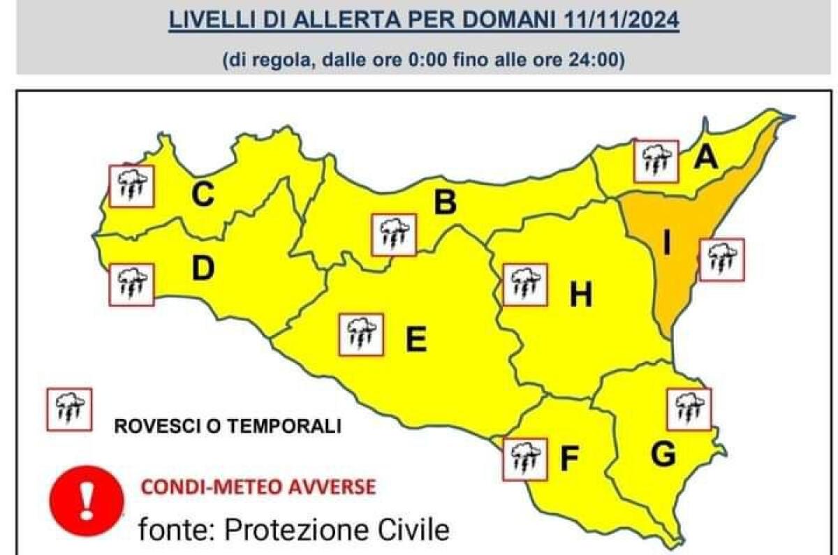 ALLERTA METEO ARANCIONE SULLA COSTA NORD-ORIENTALE DELLA SICILIA E GIALLA NEL RESTO DELL'ISOLA: SCUOLE CHIUSE IN MOLTI COMUNI DELLA ZONA JONICA - 