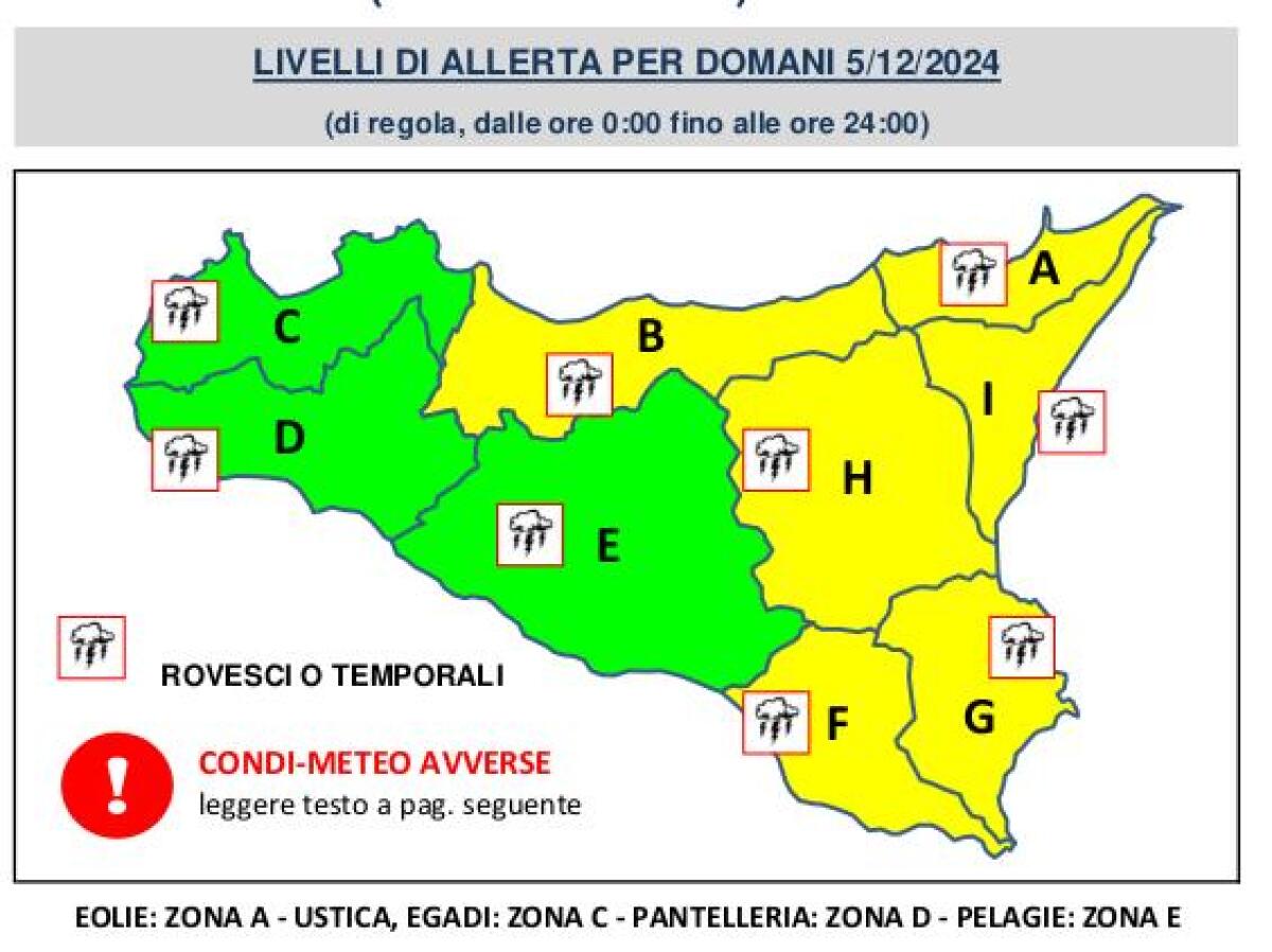 ANCORA MALTEMPO IN SICILIA, DOMANI ALLERTA GIALLA IN PROVINCIA DI CATANIA - 