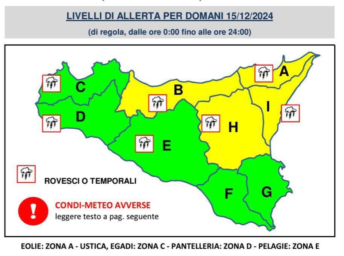 Maltempo: piogge in arrivo in Calabria e Sicilia, allerta gialla - 