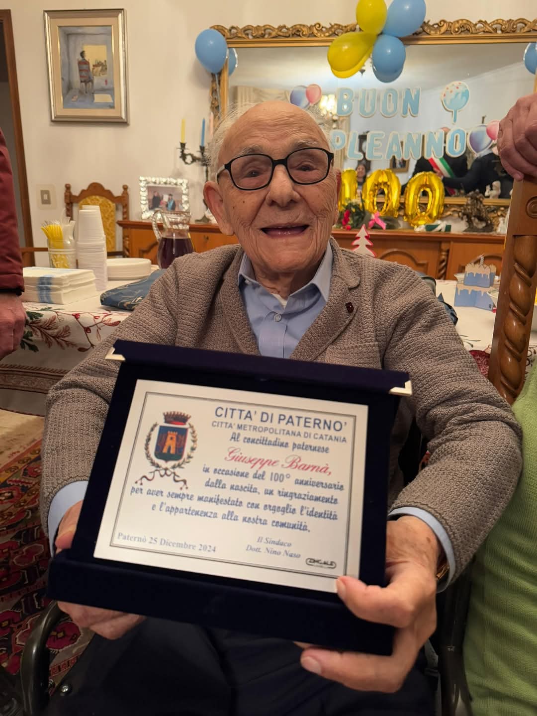 PATERNÒ CELEBRA I 100 ANNI DI GIUSEPPE BARNÀ: UNA GIORNATA DI FESTA E RICONOSCIMENTO