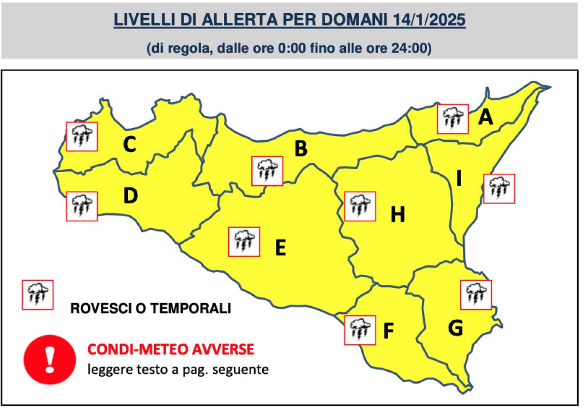 METEO: CONTINUA L’ALLERTA GIALLA IN TUTTA LA SICILIA - 