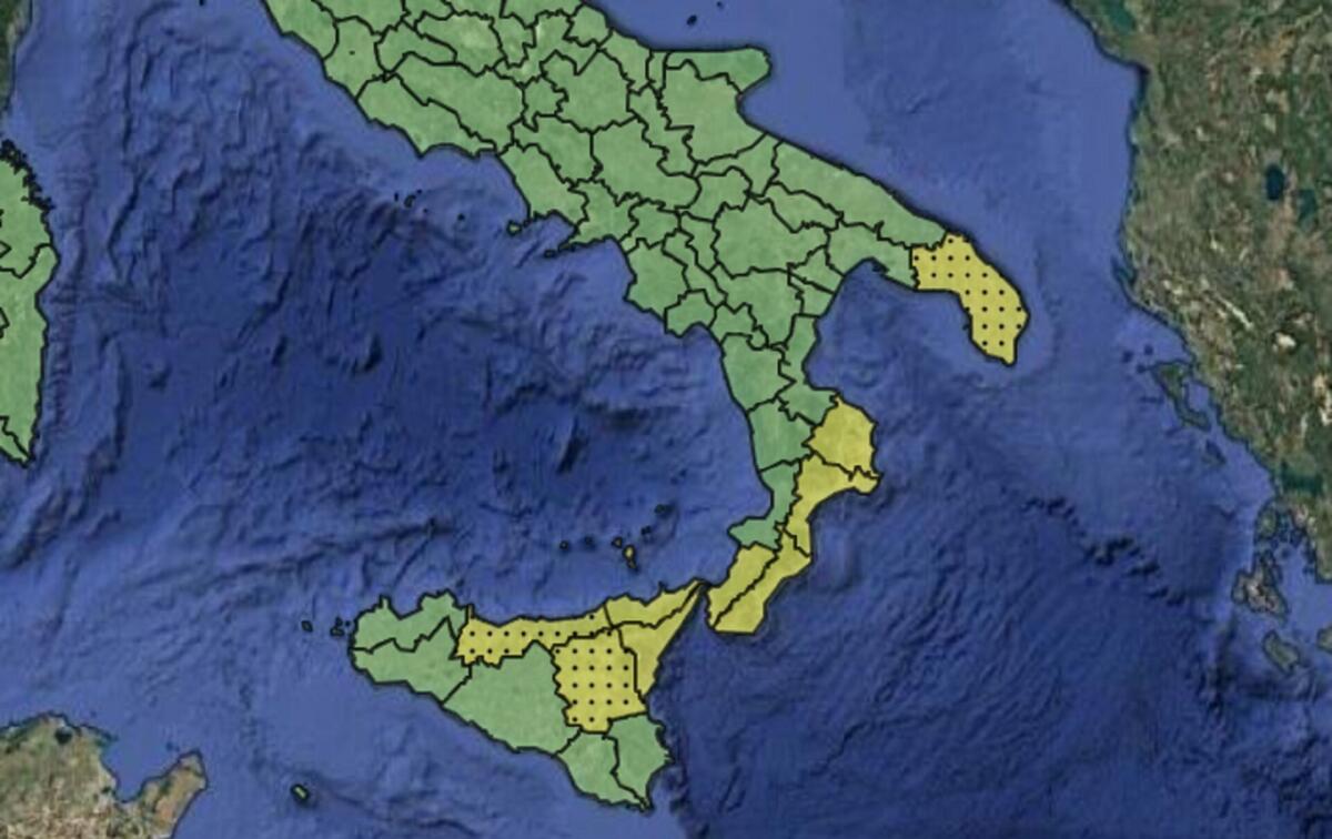 METEO. AVVISO METEO DELLA PROTEZIONE CIVILE: TEMPORALI SU SICILIA - 
