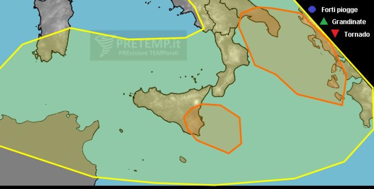 ALLERTA PRETEMP: RISCHIO DI TEMPORALI VIOLENTI E PIOGGE INTENSE SULLA SICILIA IONICA - 