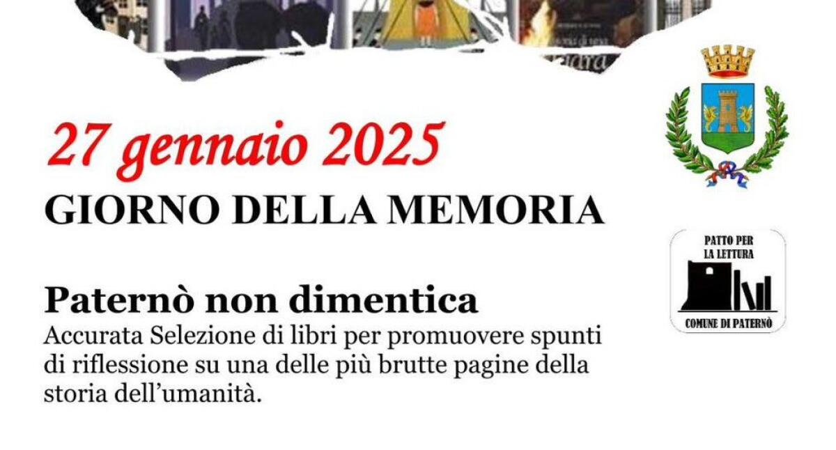 GIORNO DELLA MEMORIA: PATERNÒ PROMUOVE LA RIFLESSIONE CON UNA SELEZIONE DI LIBRI PER NON DIMENTICARE - 