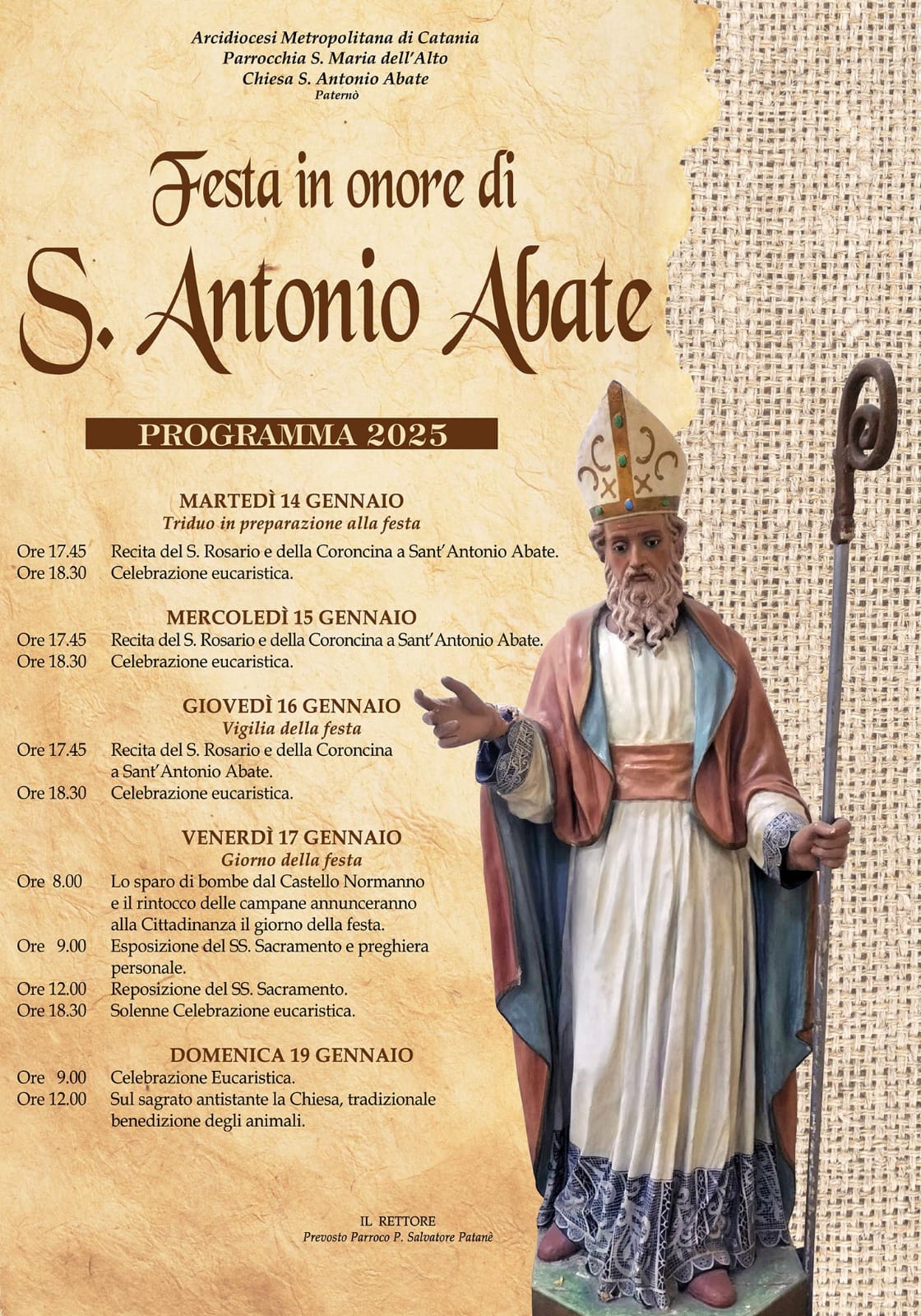 SANT’ANTONIO ABATE: PATERNÒ SI PREPARA AI FESTEGGIAMENTI, DAL TRIDUO ALLA BENEDIZIONE DEGLI ANIMALI