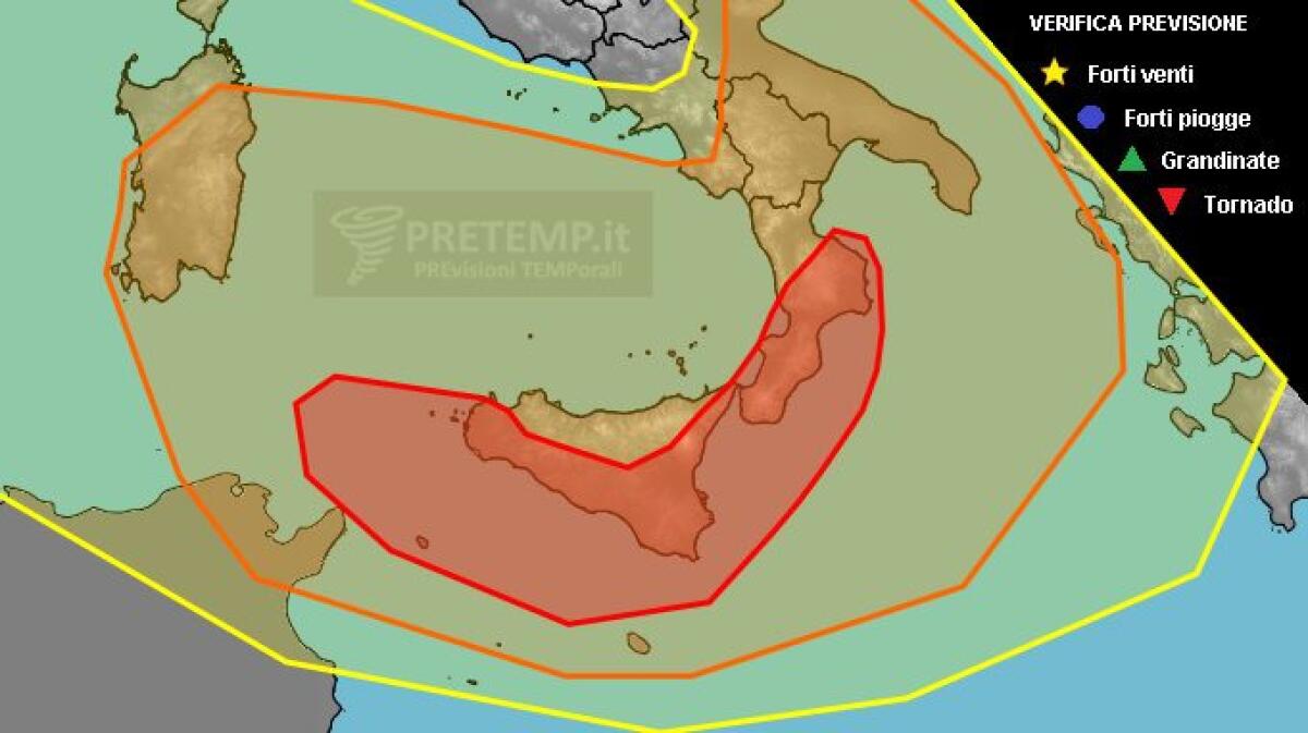 ALLERTA PRETEMP: RISCHIO DI TEMPORALI MOLTO INTENSI IN SICILIA ORIENTALE - 
