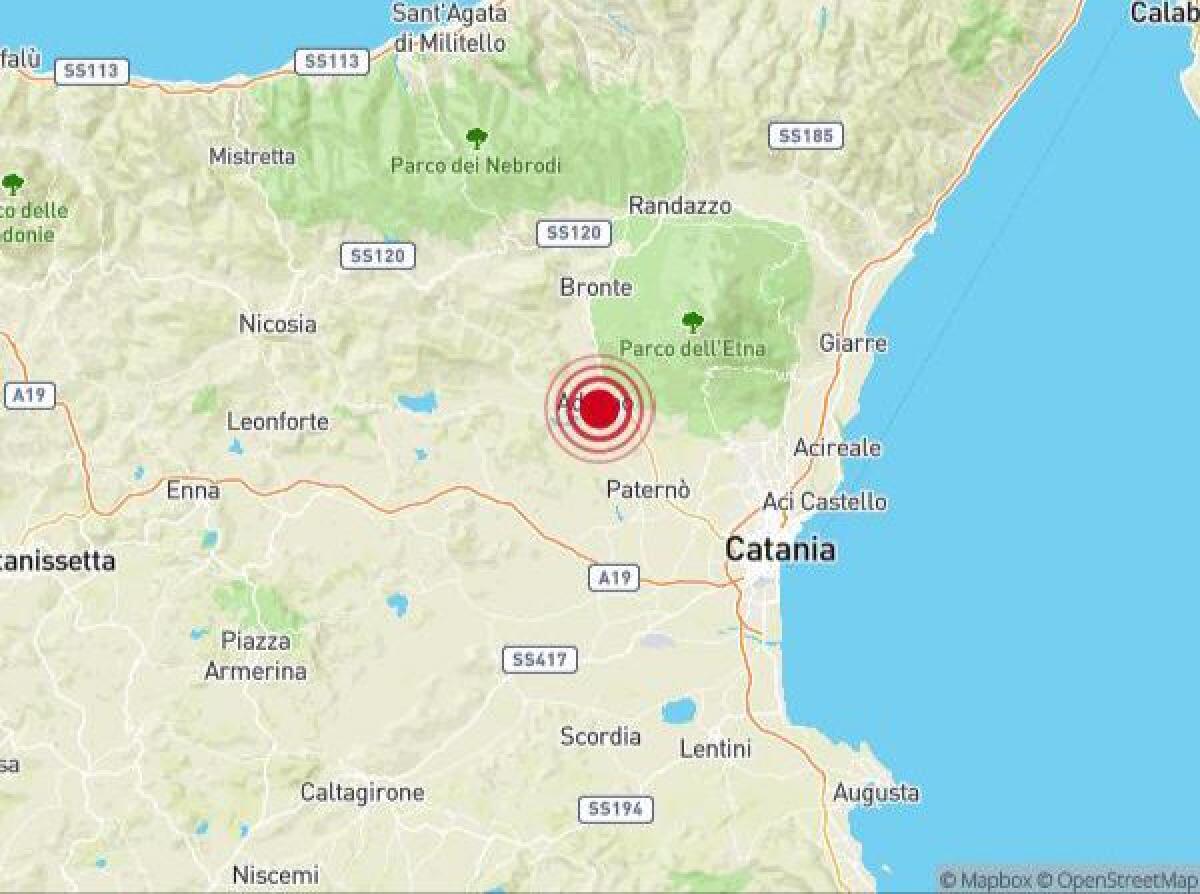 LEGGERA SCOSSA DI TERREMOTO AD ADRANO: SISMA DI MAGNITUDO 2.0 AVVERTITO NELLA ZONA - 