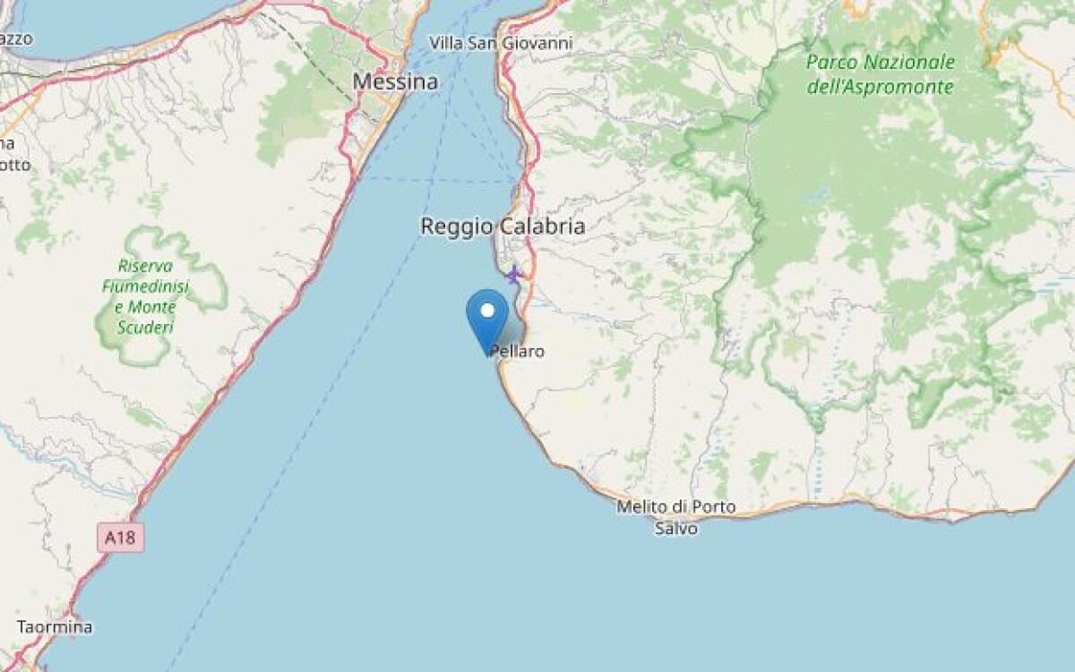 TERREMOTO DI MAGNITUDO 3.4 NELLO STRETTO DI MESSINA - 