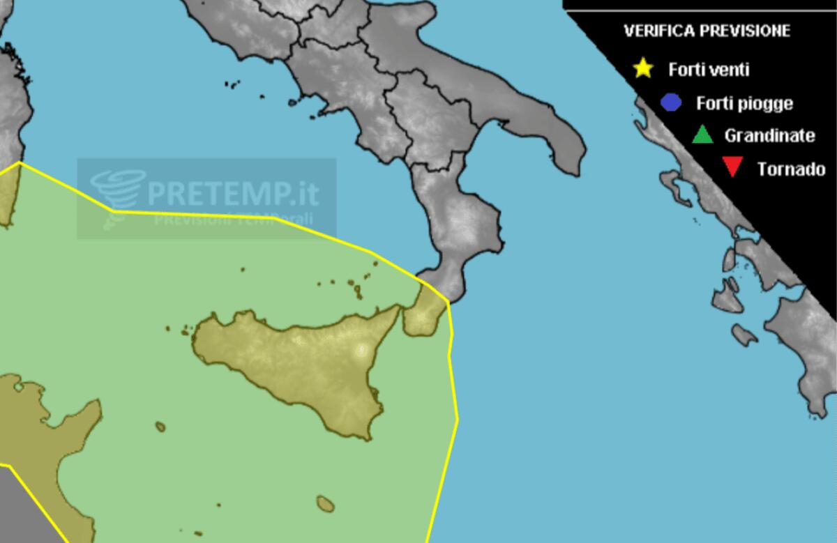 ALLERTA PRETEMP: RISCHIO DI FORTI PIOGGE E FENOMENI TORNADICI SULLA SICILIA - 
