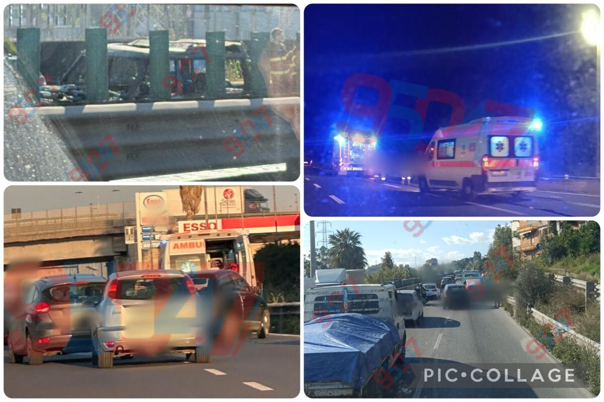 GIORNATA NERA IERI SULLA SS121: AUTO IN FIAMME, VEICOLO IN PANNE, MAXI TAMPONAMENTO E AUTO RIBALTATA - 