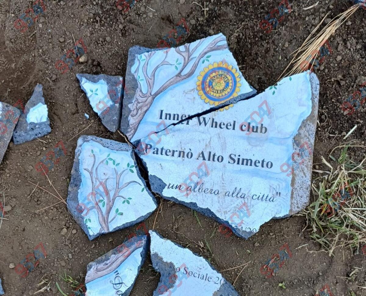 PATERNÒ, DISTRUTTA LA TARGA DELL’“ALBERO DELLA CITTÀ” AL PARCO DEL SOLE - 