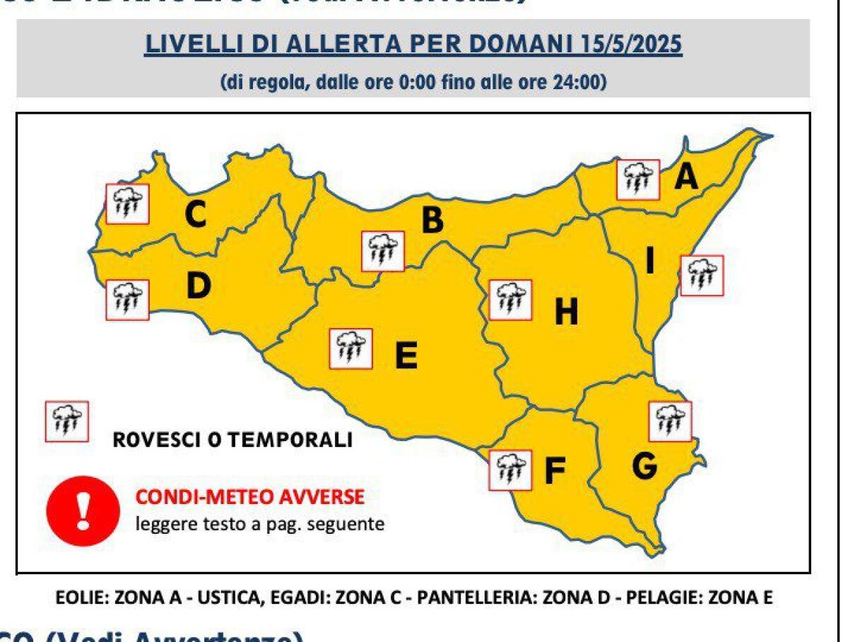 ALLERTA METEO IN SICILIA: LA PROTEZIONE CIVILE LANCIA L’ALLERTA ARANCIONE PER LA TEMPESTA INES - 
