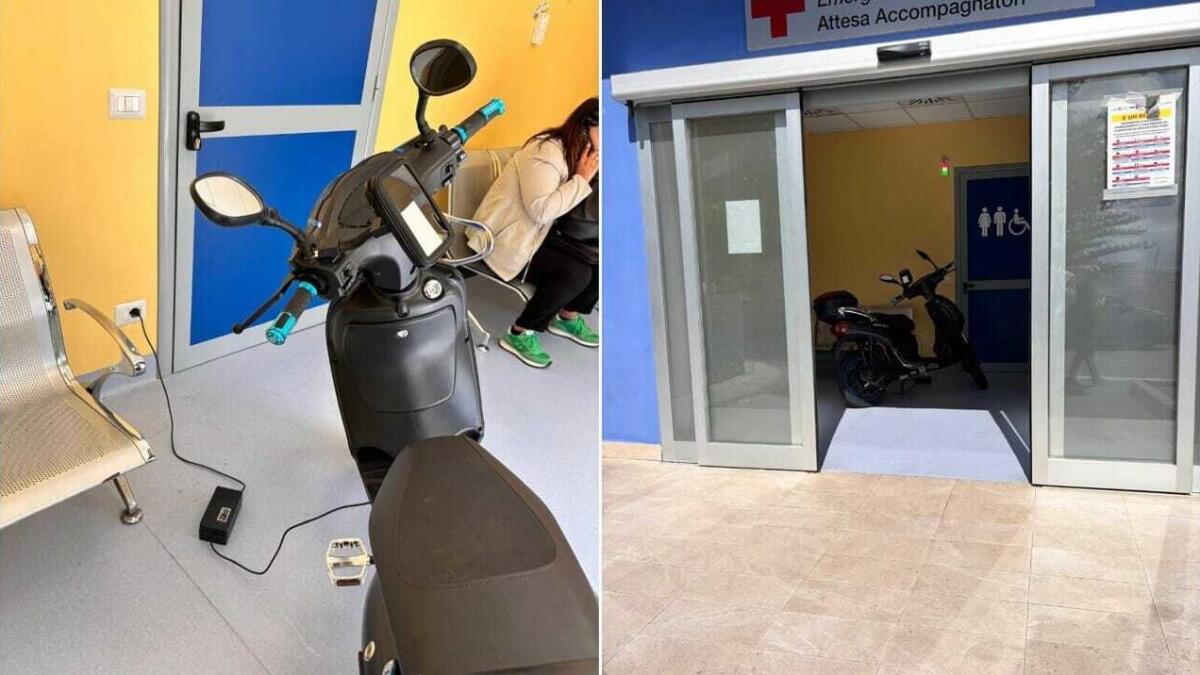 MESSINA. ENTRA COL MOTORINO ELETTRICO IN PRONTO SOCCORSO E LO METTE SOTTO CARICA NELLA SALA D'ATTESA - 
