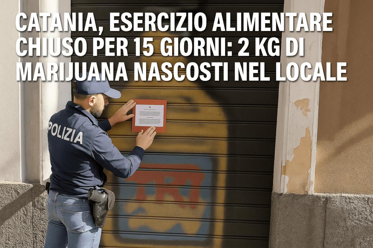 CATANIA, ESERCIZIO ALIMENTARE CHIUSO PER 15 GIORNI: 2 KG DI MARIJUANA NASCOSTI NEL LOCALE - 