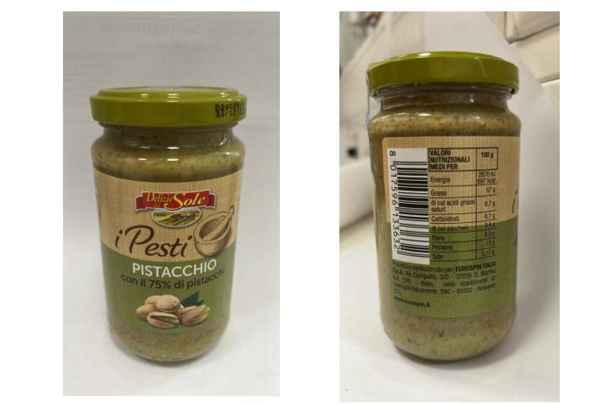 EUROSPIN RICHIAMA UN LOTTO DI PESTO DI PISTACCHIO PER PRESENZA DI AFLATOSSINE - 