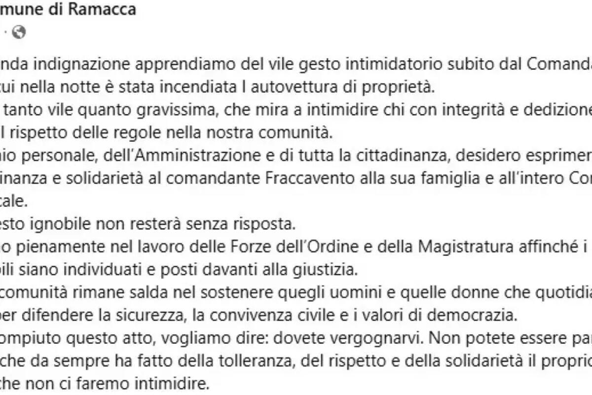 Data alla fiamme l’auto del capo della polizia municipale di Ramacca: è la seconda volta in nove mesi - 