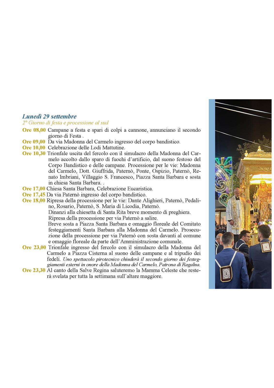 Ragalna in festa: al via i solenni festeggiamenti per Maria SS. del Carmelo e i 120 anni della patrona