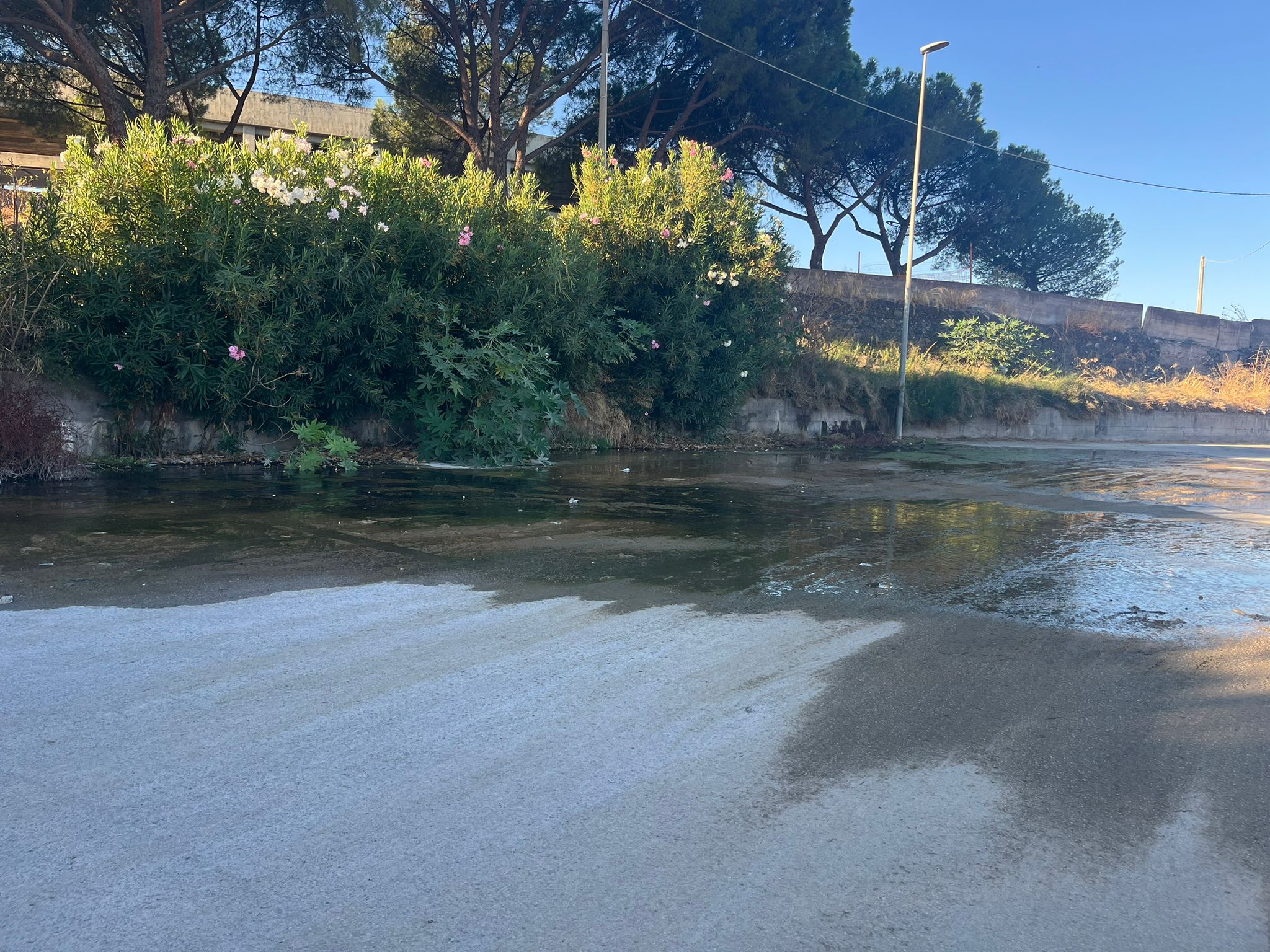 Paternò, acqua che scorre da mesi alle Salinelle vicino al campo “Falcone Borsellino”