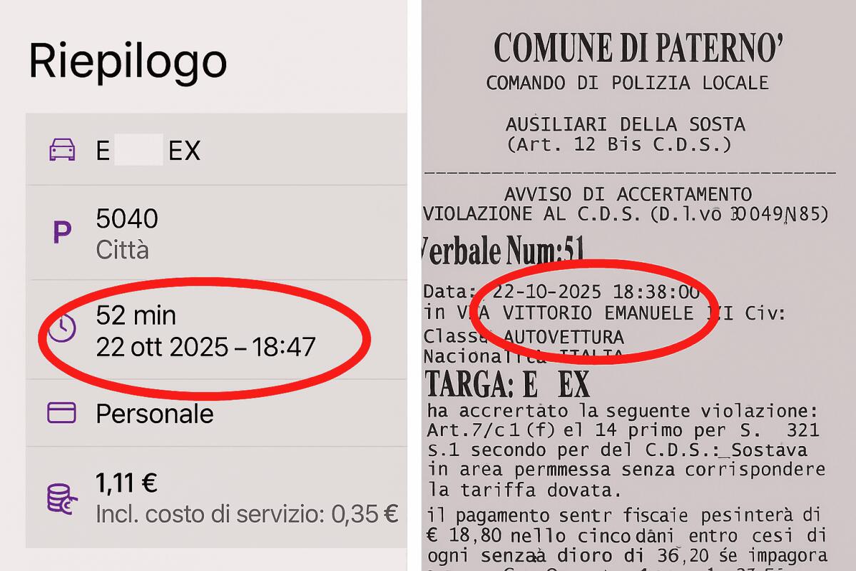 PATERNO' PARCHEGGIO PAGATO E CITTADINO MULTATO, QUALCOSA NON FUNZIONA, ECCO LE PROVE - 