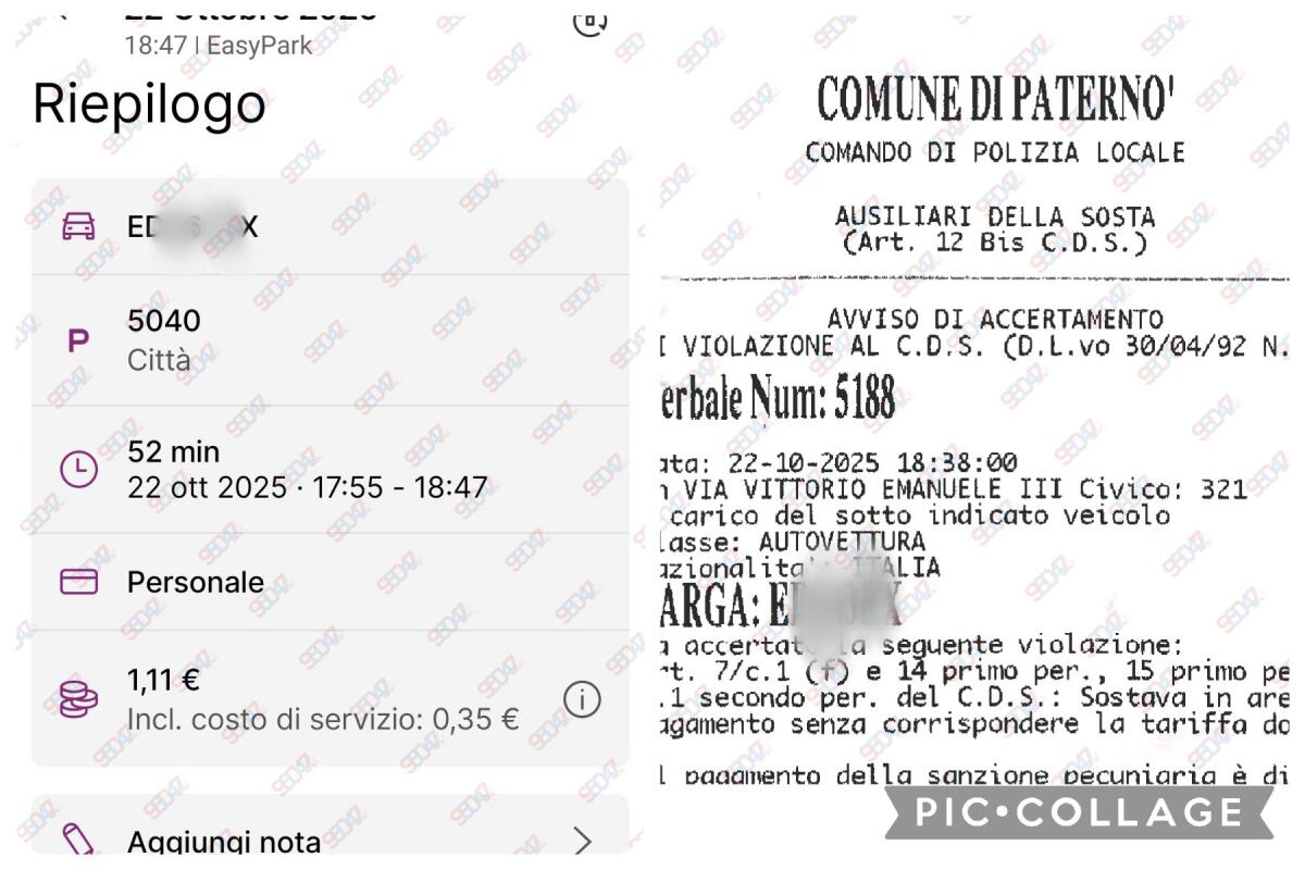 PATERNO' PARCHEGGIO PAGATO E CITTADINO MULTATO, QUALCOSA NON FUNZIONA, ECCO LE FOTO PROVE - 