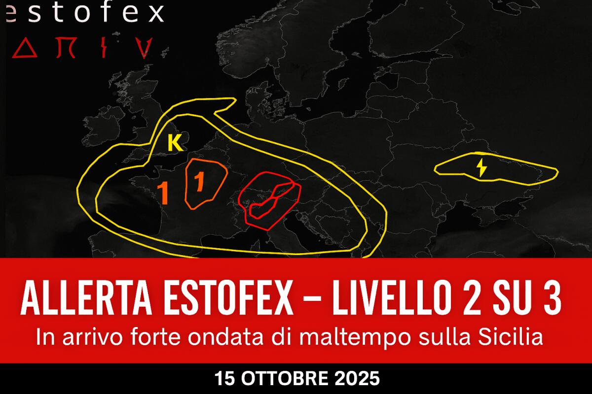 Sicilia, in arrivo forte ondata di maltempo: allerta Estofex di livello 2 su 3 (massimo) per piogge intense - 