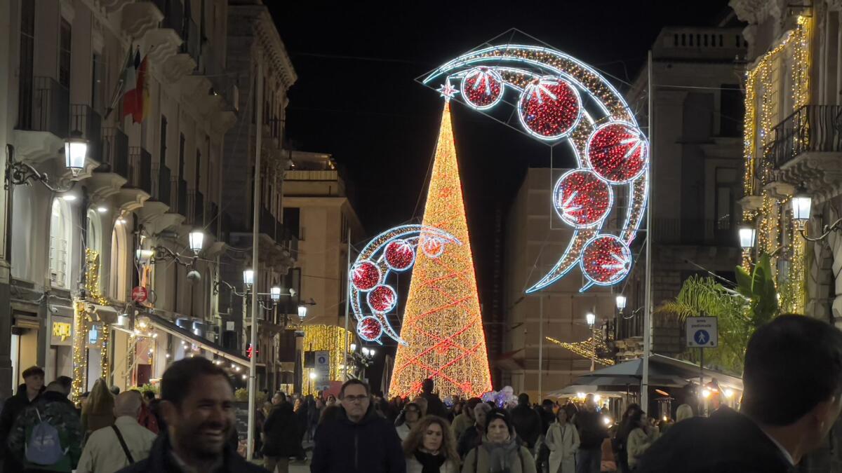 Ventidue metri di magia: acceso l’albero di Natale in piazza Università a Catania - 