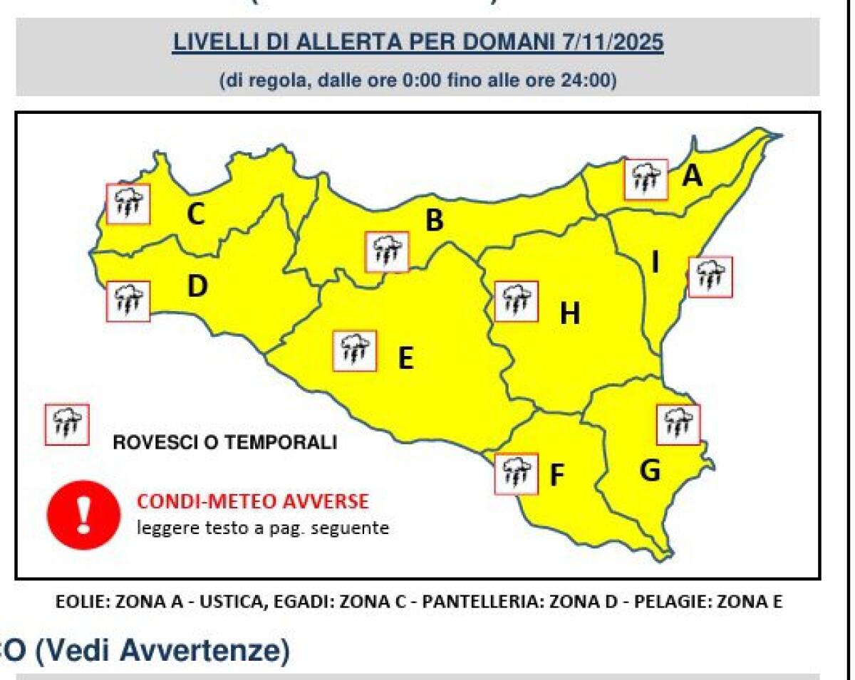 Maltempo in arrivo sulla Sicilia: scatta l’allerta gialla della Protezione civile - 