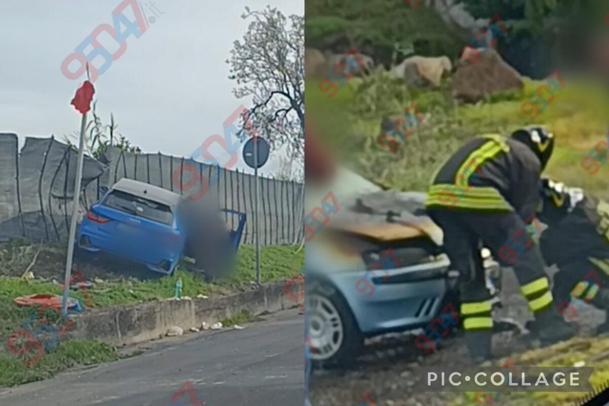 Paternò, auto in fiamme in via Scala Vecchia: pochi minuti dopo incidente sulla SP134 di Motta Sant’Anastasia - 