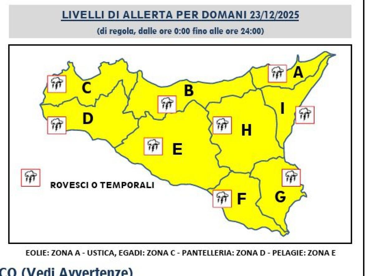 Allerta Gialla in Sicilia: perturbazione atlantica in arrivo, attesi temporali e mareggiate - 