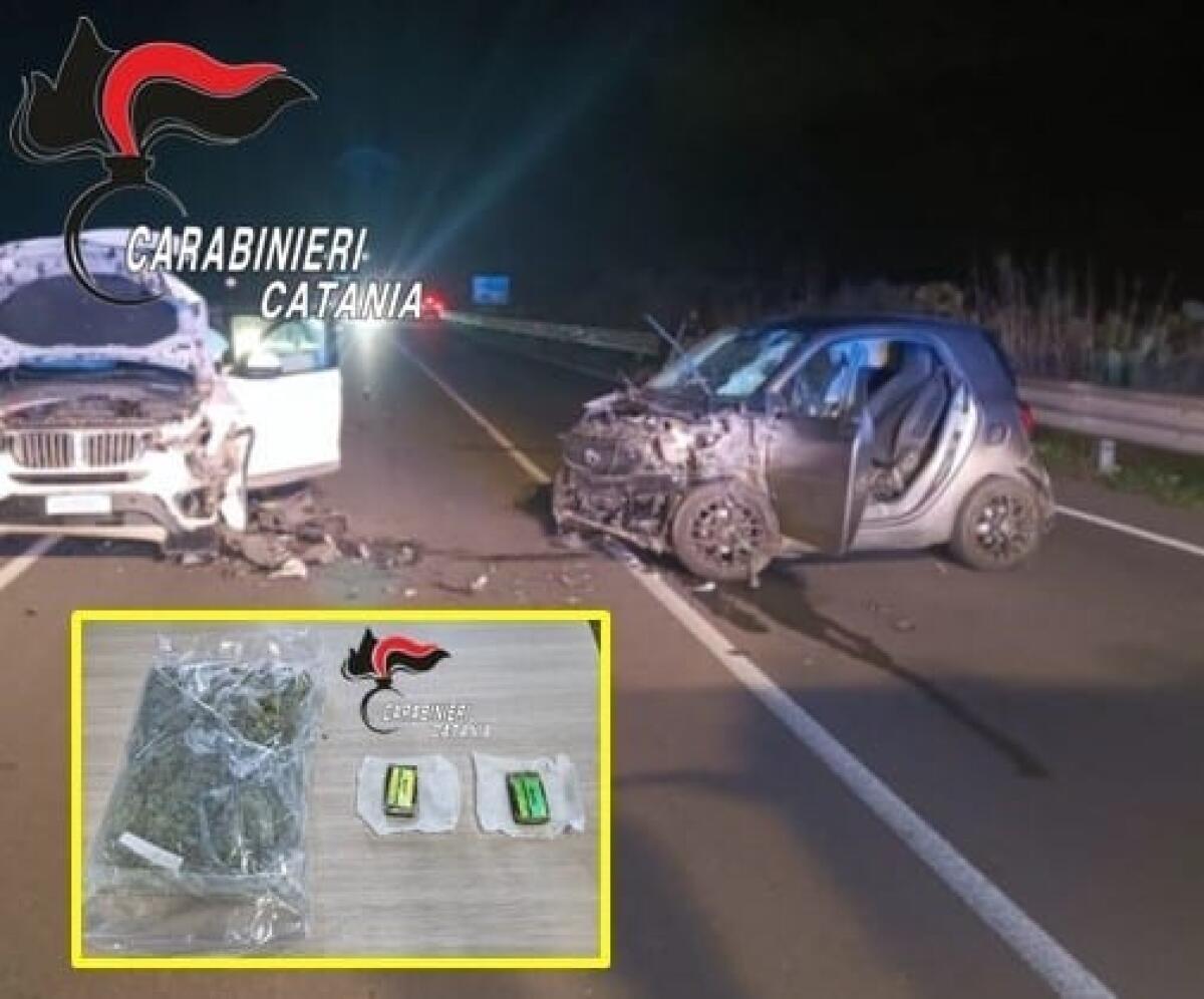 Mineo, incidente stradale “tradisce” un 18enne: trovati 1,2 kg di marijuana nella Smart - 
