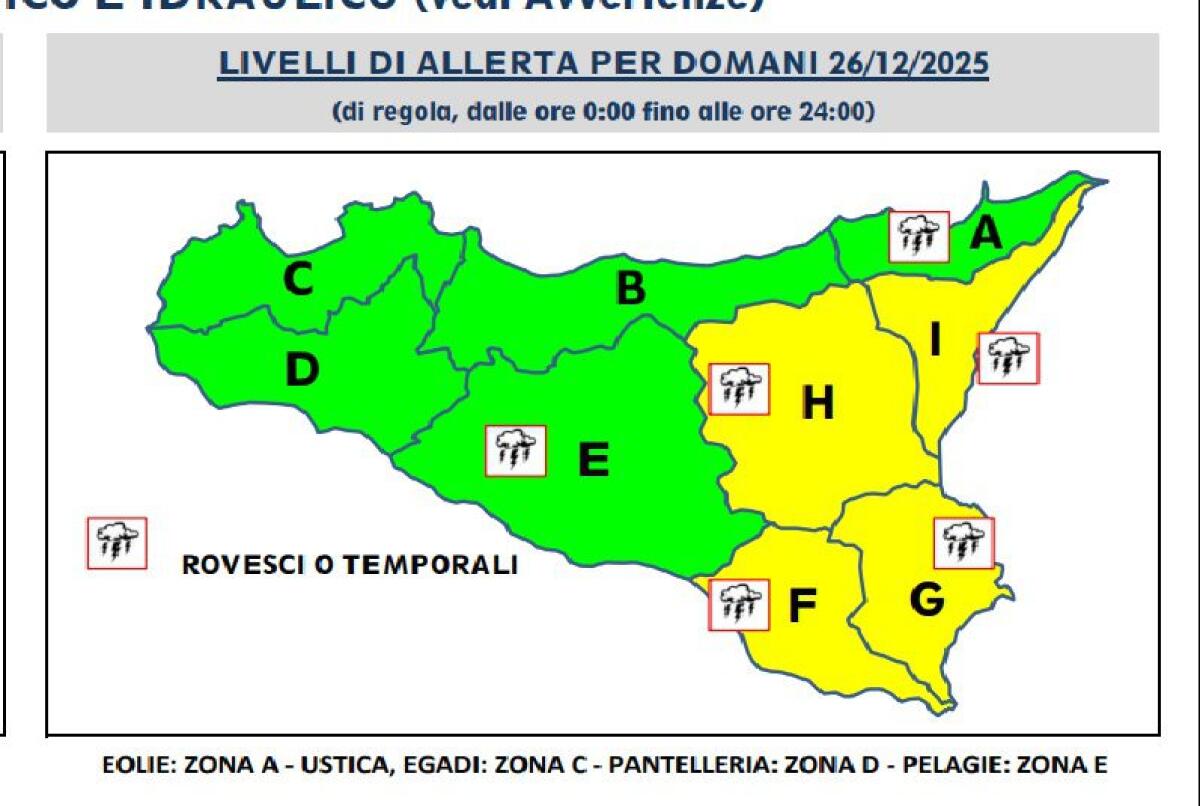 Santo Stefano all’insegna del maltempo: Allerta Gialla per rischio idrogeologico nella Sicilia orientale - 