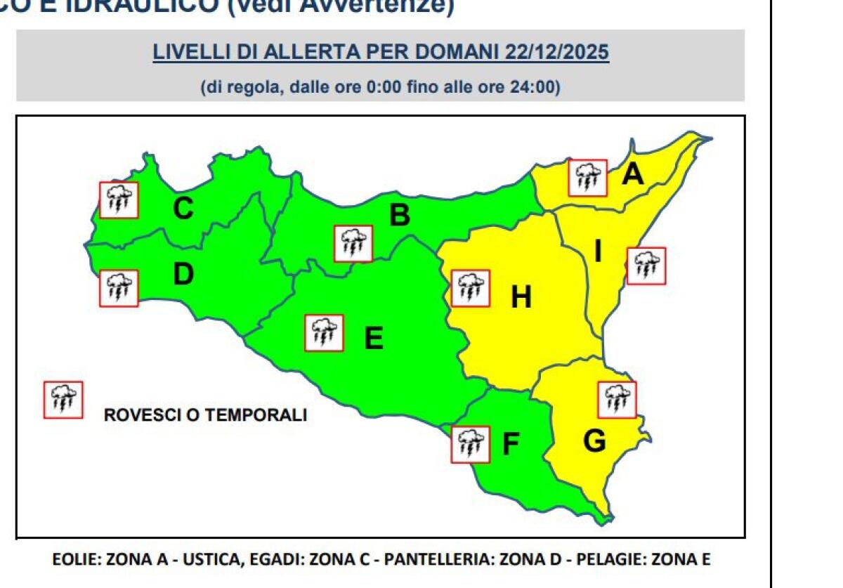 Maltempo, la Sicilia ancora sotto l’acqua: allerta gialla e piogge intense sulla fascia orientale - 