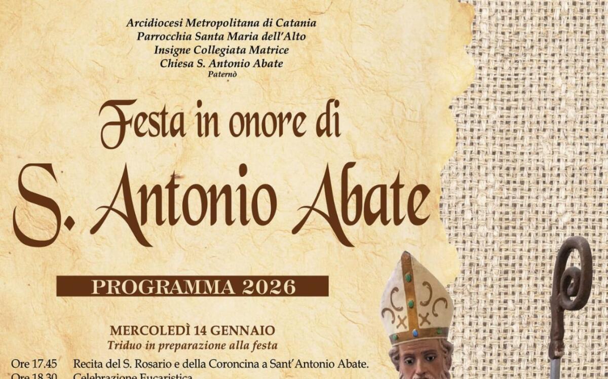 Paternò, festeggiamenti in onore di Sant’Antonio Abate 2026: il programma completo - 