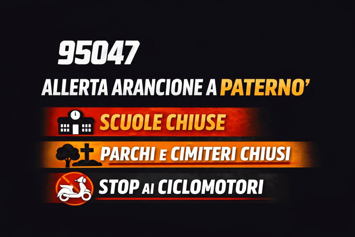 Allerta arancione oggi  a Paternò: scuole, parchi e cimiteri chiusi, divieto assoluto ai ciclomotori - 