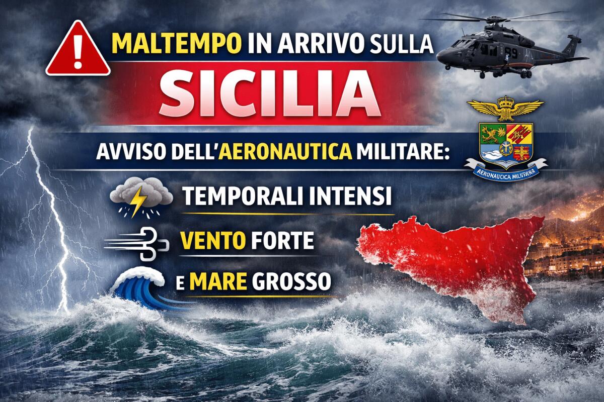Temporali in arrivo sulla Sicilia: allerta dell’Aeronautica Militare per vento e mare agitato - 