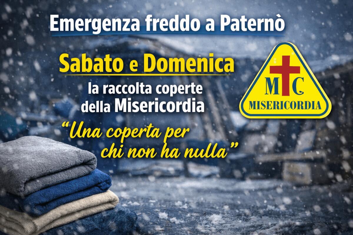 Emergenza freddo a Paternò: sabato e domenica la raccolta coperte della Misericordia “Una coperta per chi non ha nulla” - 