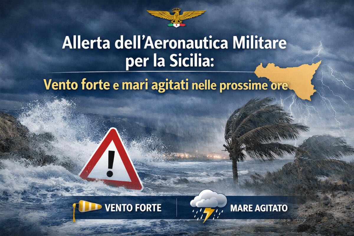 Allerta dell’Aeronautica Militare per la Sicilia: vento forte e mari agitati nelle prossime ore - 