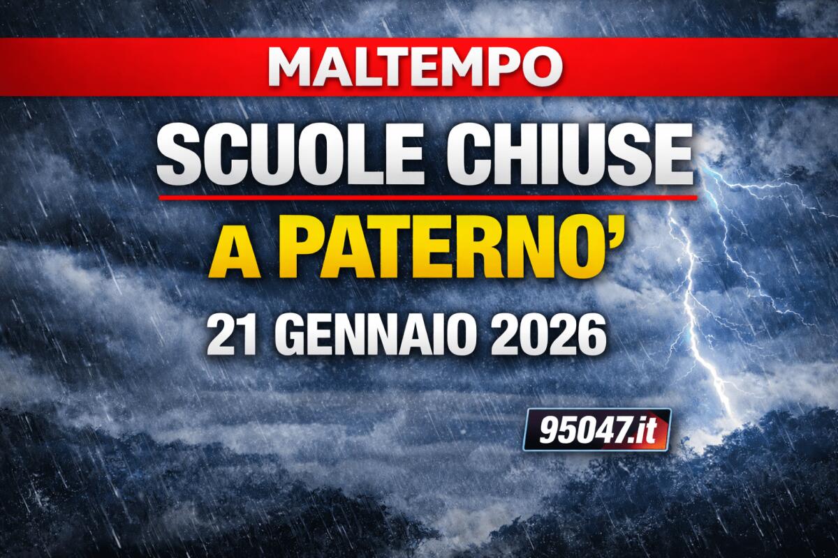 Paternò, scuole chiuse per maltempo mercoledì 21 gennaio 2026 - 
