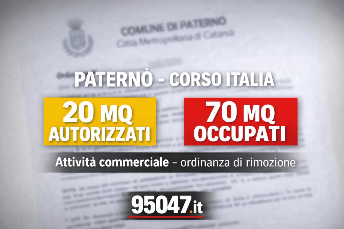 Paternò, attività commerciale autorizzata per 20 mq ne occupa 70, scatta l’ordine di rimozione - 