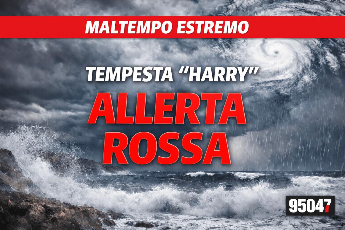 Tempesta “Harry”, allerta rossa in Sicilia centro-orientale per martedì 20 gennaio 2026: scuole chiuse in tutta la provincia etnea, stop anche ai negozi nel capoluogo - 