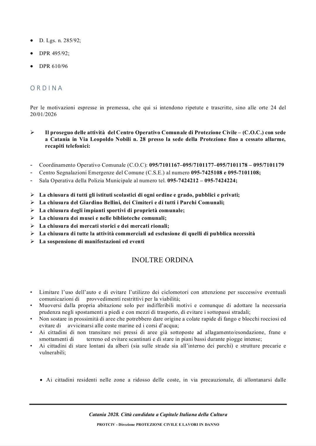 Catania, allerta rossa con effetto immediato: scuole e negozi chiusi fino a mercoledì evacuazioni nelle zone costiere