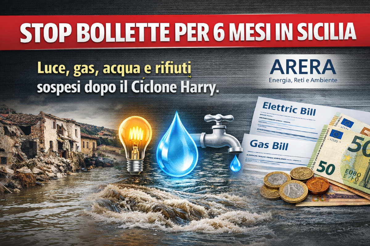Ciclone Harry, bollette sospese per 6 mesi: ARERA approva lo stop ai pagamenti in Sicilia e nei Comuni colpiti - 