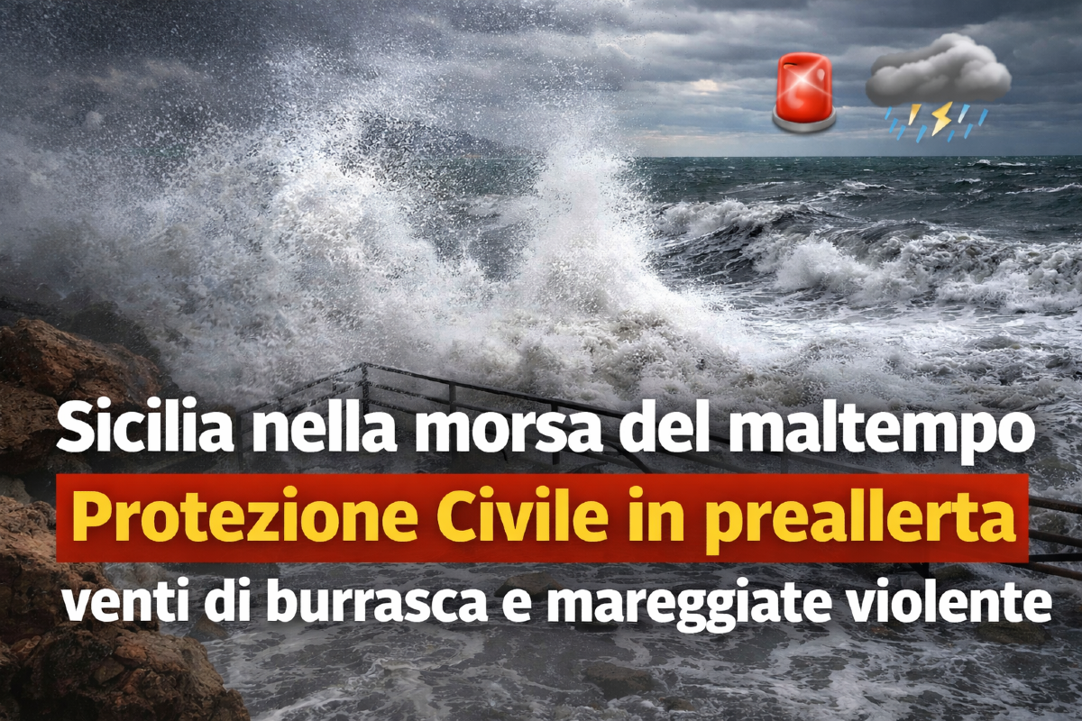 Sicilia, scatta il preallertamento della Protezione Civile: forti venti e mareggiate fino a venerdì - 