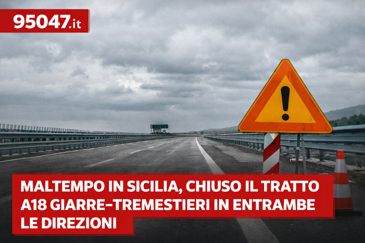 Maltempo in Sicilia, chiuso il tratto A18 Giarre–Tremestieri in entrambe le direzioni - 