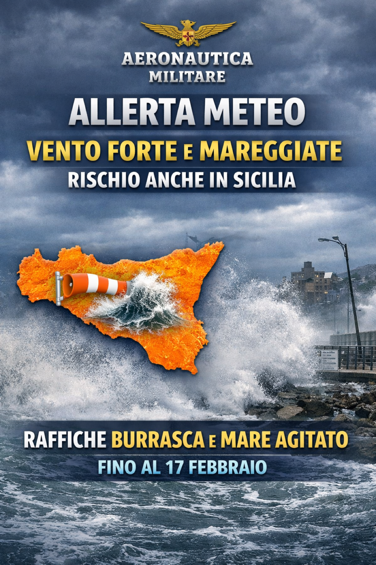 Allerta Meteo Aeronautica Militare: vento forte e mareggiate, rischio anche in Sicilia - 
