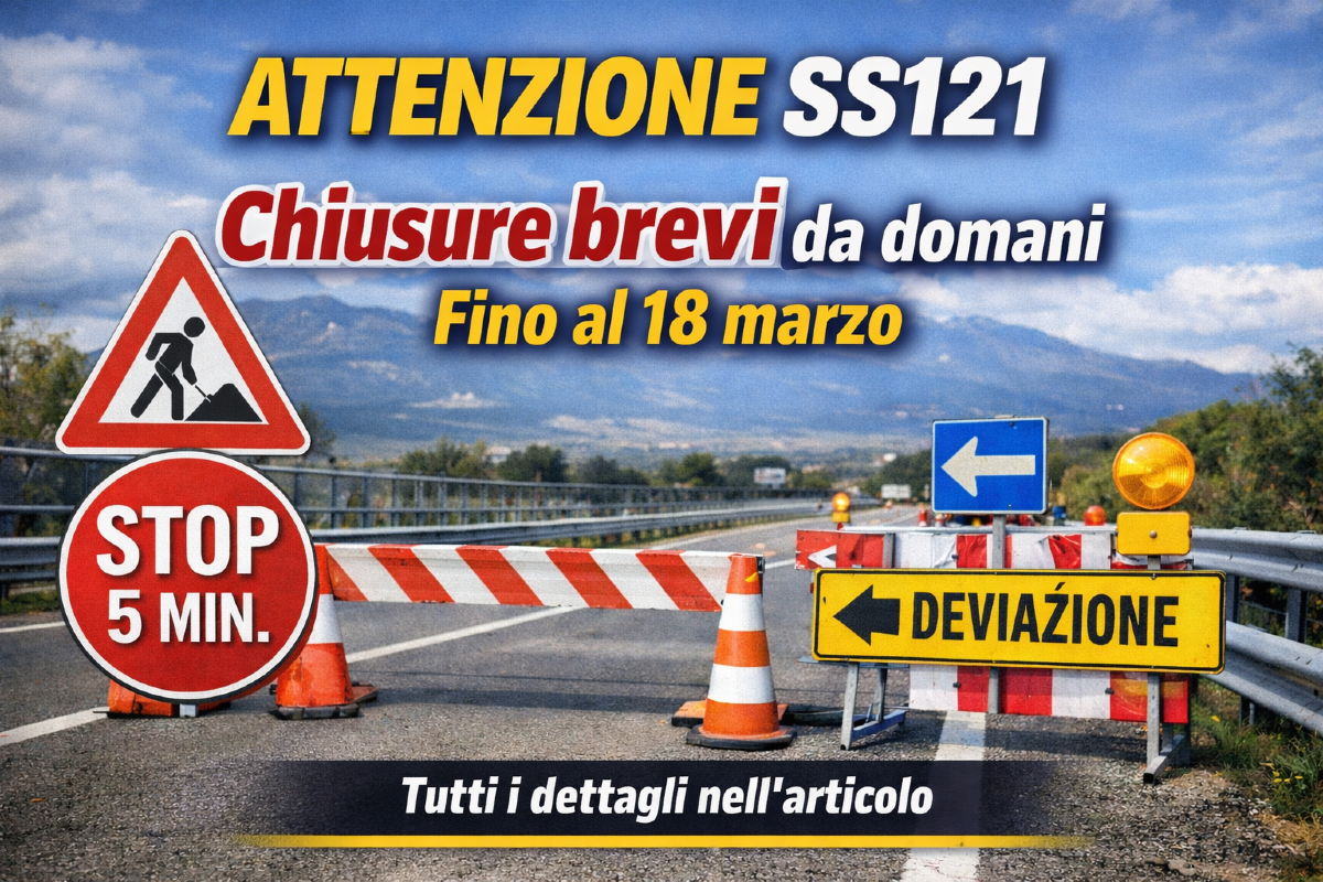 Attenzione sulla SS121: da domani chiusure brevi in entrambe le direzioni fino al 18 marzo. Tutti i dettagli nell’articolo - 