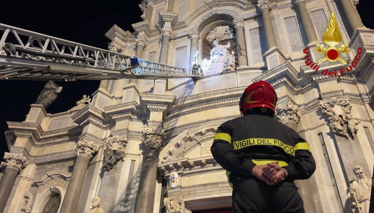 Sant’Agata 2026, le immagini dell’omaggio dei Vigili del Fuoco in piazza Duomo - 